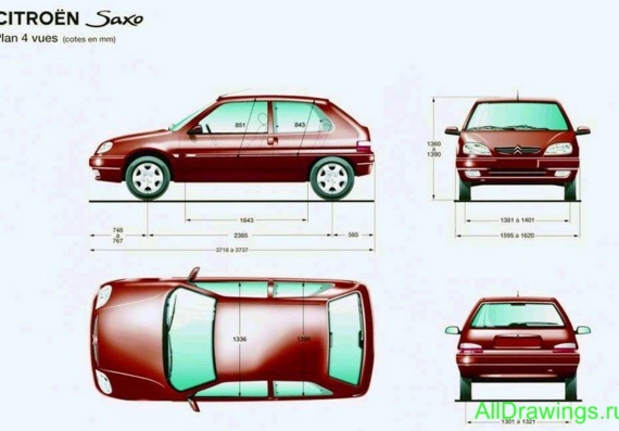 Сitroen Saxo (5-door & 3-door)- чертежи (рисунки) автомобиля